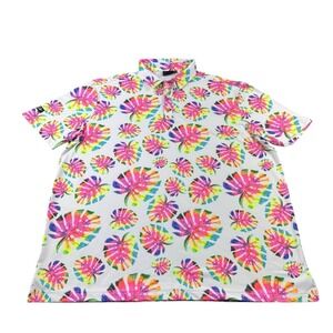 Sunday‎ Swagger White AOP Multicolor Performance Golf Polo Size 2XL